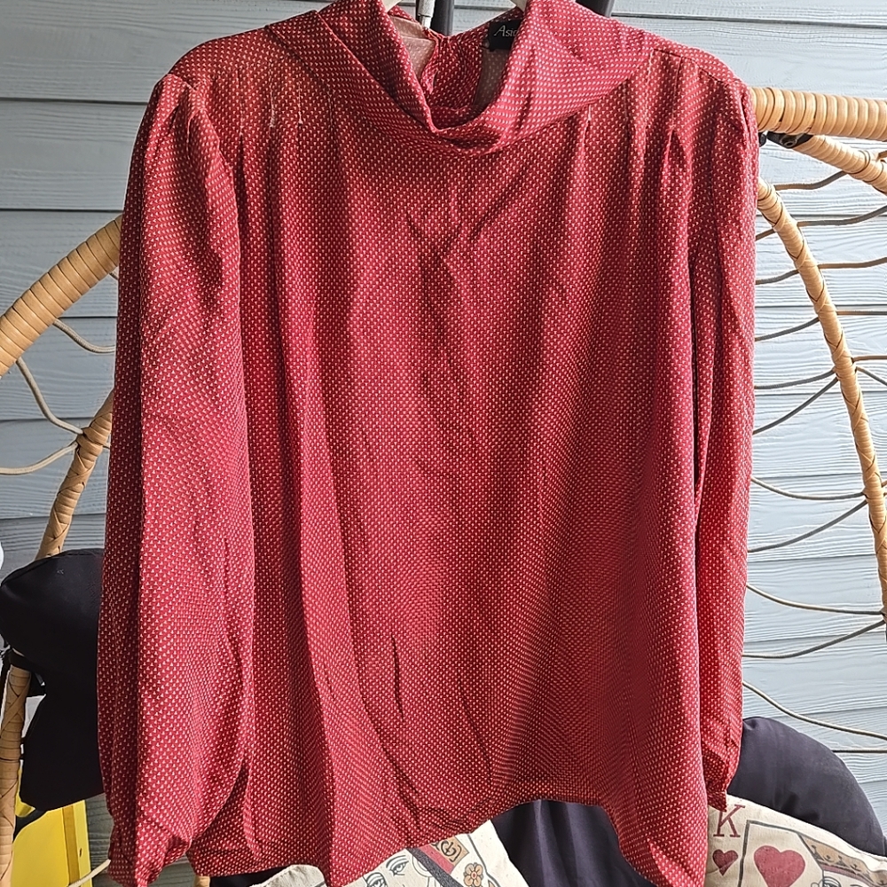 Asiatica Ltd Kansas City Red Patterned Blouse Size Large